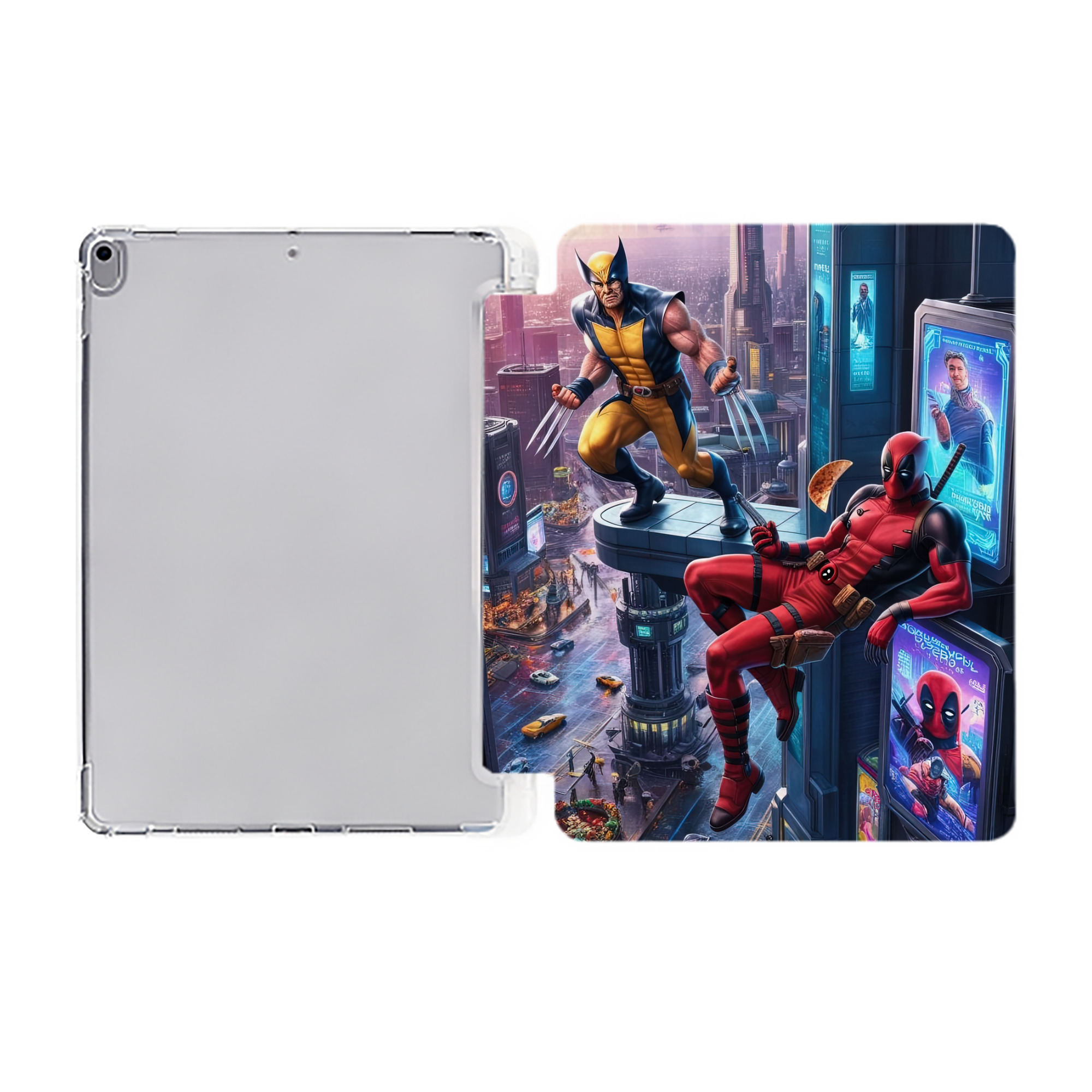 （画像用） Deadpool デッドプール IPad ケース ペン収納付き 三つ折りスタンド PUレザー×シリコン 対応機種9.5/10.5/10.9インチ